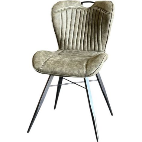 Mala Dining Fabric Chair with Metal Legs (Set of 2) - Green/Black - Assembly Required