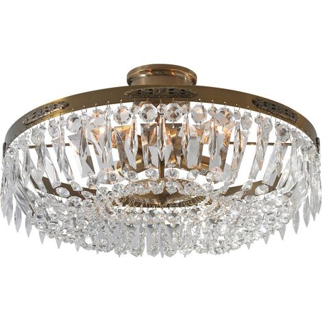 Markslojd HOVDALA - Lustre semi-affleurant à 4 ampoules en cristal antique, E14 (1/3)