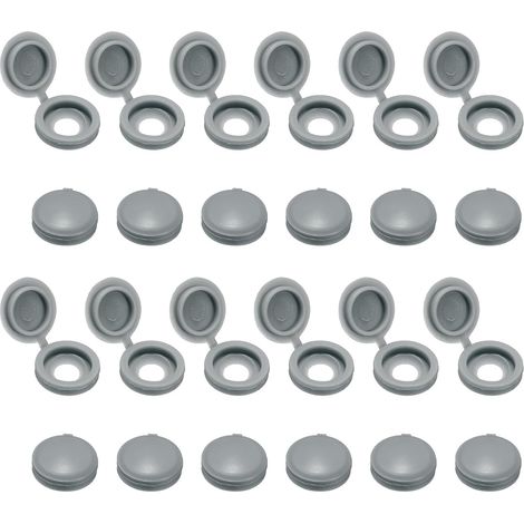 Lot de 200 capuchons à vis à charnière en plastique pour couvrir les têtes de vis, protection décorative, gris clair (1/5)
