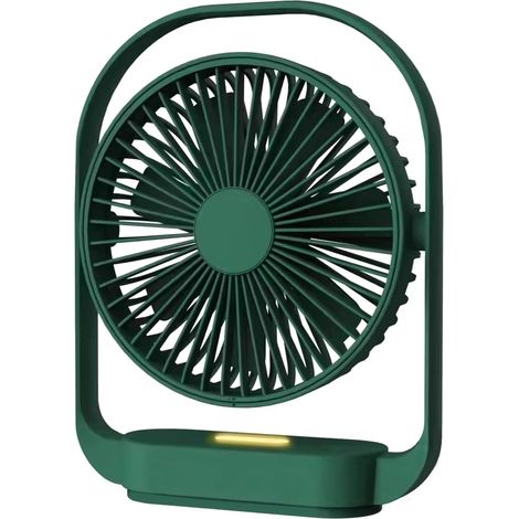 Ventilateur silencieux USB rechargeable avec 4 vitesses, ventilateur de table très silencieux, avec veilleuse, Portable Vert (1/5)