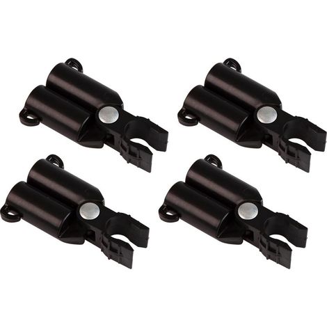 Connecteurs de Tuteurs pour portique en V, Charnière pour Treillis, Support pour Tuteurs de Plantes, Connecteur de Barre Clips, Ø16mm, 4 pièces, Noir