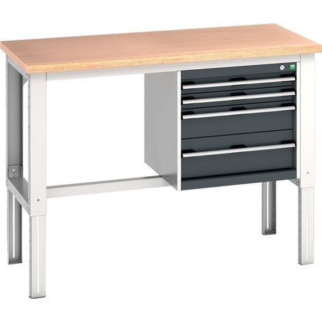 Bott Werkbank cubio 4 Schubladen Multiplex höhenverstellbar 1500 x 750 mm
