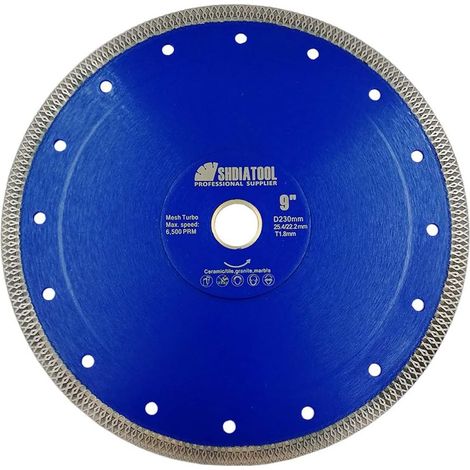 Disco de corte de diamante MINKUROW de 230 mm de diámetro con hoja de diamante turbo de malla X para baldosas de mármol de granito de cerámica (9 pulgadas) (1/5)
