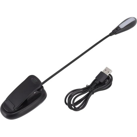 Lampe de Lecture LED Rechargeable USB Clip-Table Design Noir Protecteur des Yeux 360° Flexible pour Dormitory (1/2)