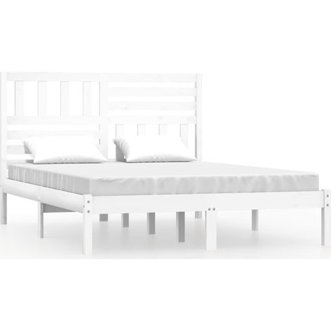 Maison Exclusive - Cadre de lit sans matelas blanc bois de pin massif 140x190 cm