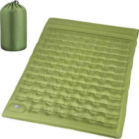 Colchón hinchable para camping, extra grueso y cómodo, inflado rápido, color verde militar. (1/2)