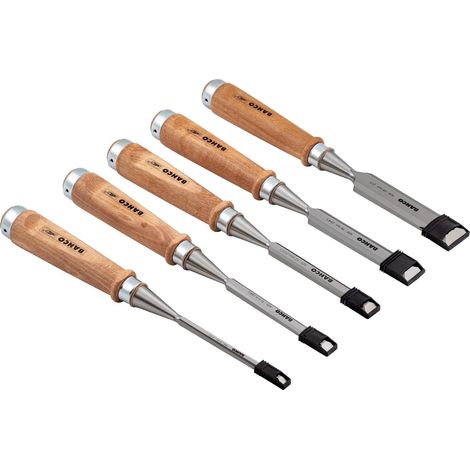Jeu de 5 ciseaux à bois manche bois 425-082 Bahco (1/3)