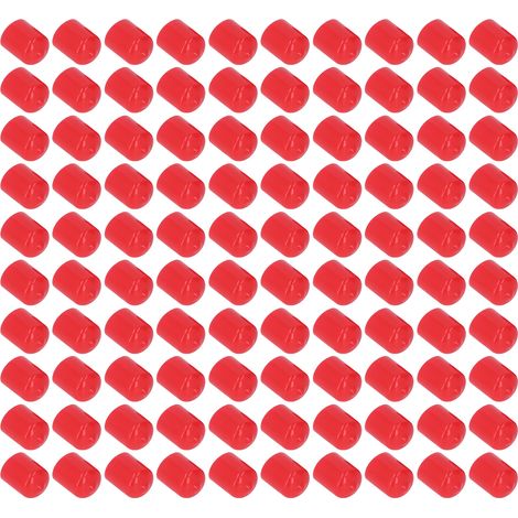 100 Capsules de Protection Filetées en PVC Souple Ignifuge Rouge 15mm - Lot de 100 Pièces (1/5)