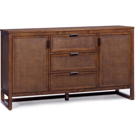 Teamson Home Hatteras Wooden Sideboard 3 Drawers 2 Doors, Walnut (1/5)