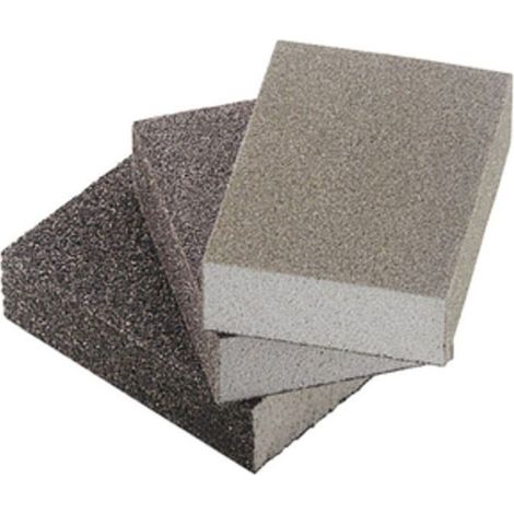2 pièces éponge abrasive grain 60, 100x66x26 mm, pour bois, peinture, stuc et plastique