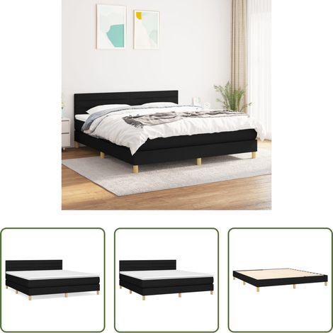 Matelas à ressorts ensachés - Sommier à lattes de lit avec matelas Noir 160x200 cm Tissu (1/5)