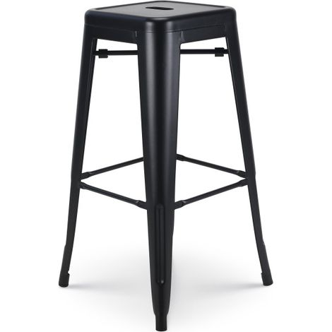 Barhocker aus mattschwarzem Metall - Höhe 76cm