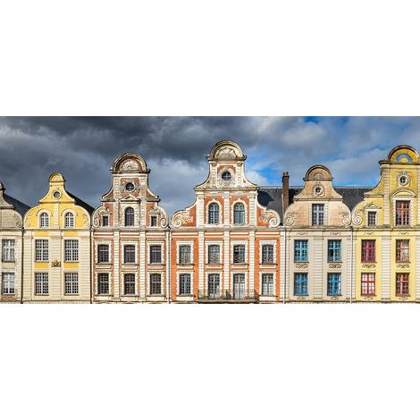 Tableau sur verre synthétique maison typique Arras 65x145 cm - Impression sur Verre synthétique - Image HD imprimée sur Verre synthétique - Tableau mural décoratif - Fabriqué en France (1/4)