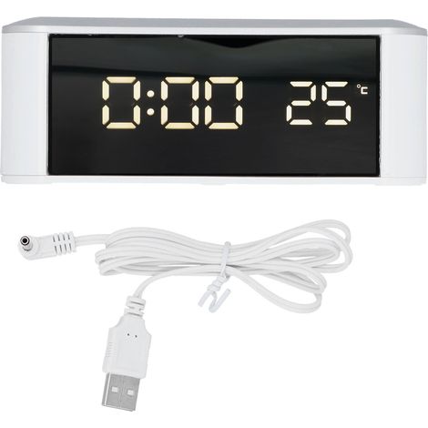 LED Alarm Clock Household Multifunctional Touch Screen Alarm Clock Indoor Temperature Meter Thermometer with USB Cable