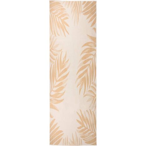 FIMEI Tapis à tissage plat d'extérieur 80x250 cm Motif de feuille (1/5)