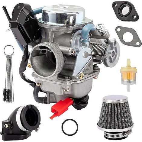 Carburateur GY6 150cc compatible avec les moteurs 4 temps 125cc 152QMJ 157QMJ, starter électrique, pour motos et scooters. Carburateur PD24J de 24 mm avec collecteur d'admission. (1/3)