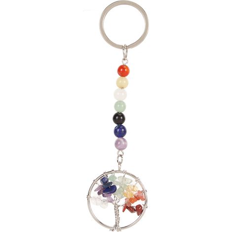 7 Porte-bonheur Arbre Chakra Coloré Pendentif en Cristal Faux Porte-clés Sacs à Main Sac à Dos (1/5)