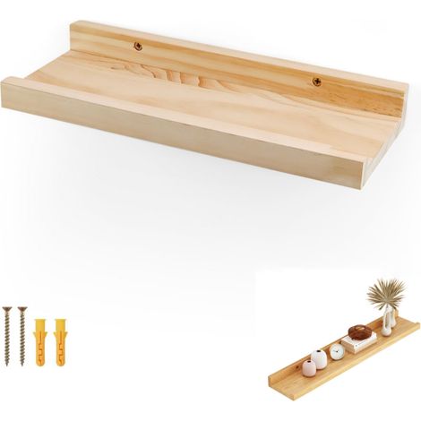 Étagère Murale en Pin, Étagère Murale Flottante, 30cm de Long, Étagère Salle de Bain pour la Cuisine (1/5)