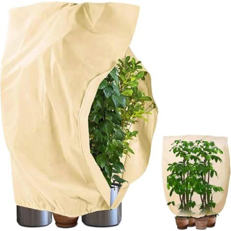 60 x 80 cm Voile Hivernage Plante Exterieur, 2 Pcs Housse D'hivernage pour Plantes, avec Cordon Serrage Hivernage Plante Exterieur, Voile D'hivernage, Réutilisable Hivernage Plante Arbustes Couverture (1/5)