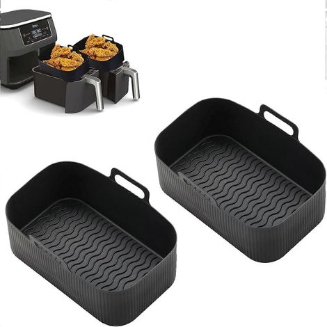 Doublures en silicone pour friteuse à air, accessoires pour friteuse à air, doublures pour friteuse à air Ninja (2 x noires)