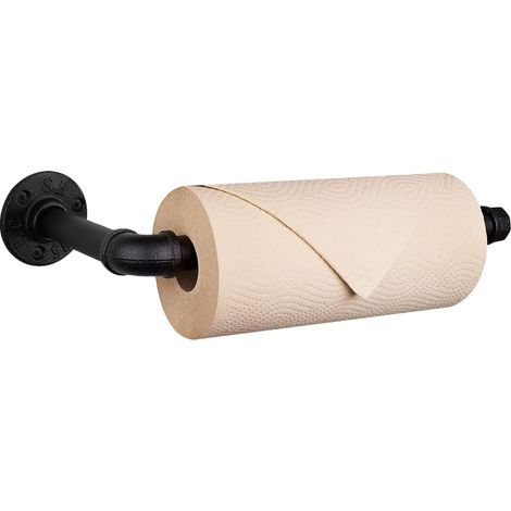 Porte-Papier Toilette en Forme de Tuyau Industriel - Style Vintage - Support Mural pour Salle de Bain, Salon et Cuisine (Porte-Serviettes en Papier de 33 cm, Noir) (1/5)