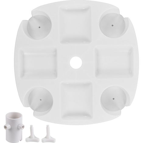 Table de Plage Ronde Blanche avec 4 Porte-gobelets pour Boissons et Collations (1/5)
