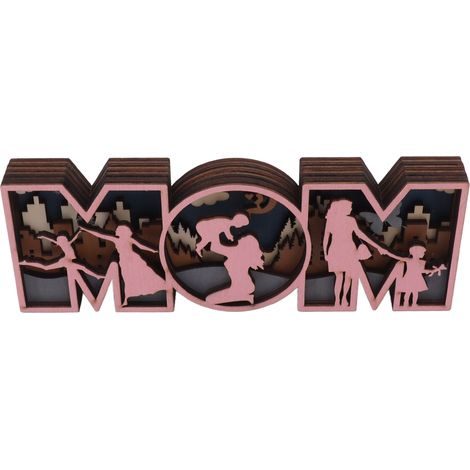 Lettres décoratives en bois, forme exquise et mignonne, « Maman », ornement pour la fête des mères. (1/5)