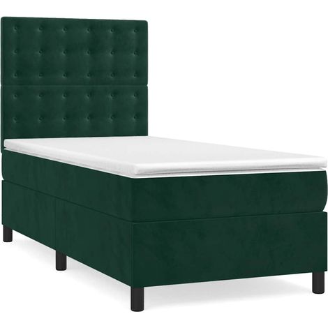 Maison Exclusive - Cama box spring con colchón terciopelo verde o (1/5)