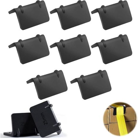 Lot de 8 protections de bords à cliquet - Sangles d'arrimage - Protection des bords de 25 mm de large - Protection des bords de camion pour sangles d'arrimage