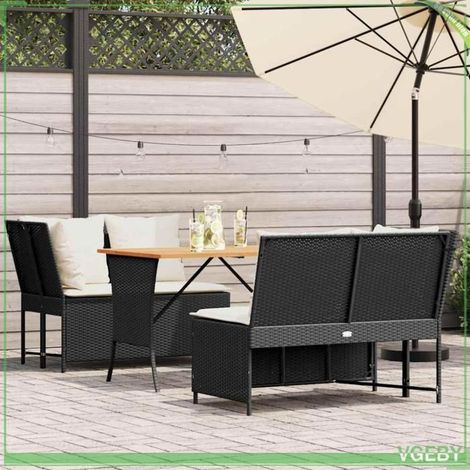 Salon de jardin - FAFEICY - 3365341 - Résine tressée noir - Table acacia - Coussins déhoussables (1/5)