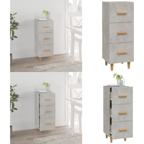 Buffet Gris béton 34,5x34x90 cm Bois d'ingénierie - Buffet Gris - Meuble Rangement - Commode - Mobilier Salon - Meuble Entrée - Home & Living (1/5)