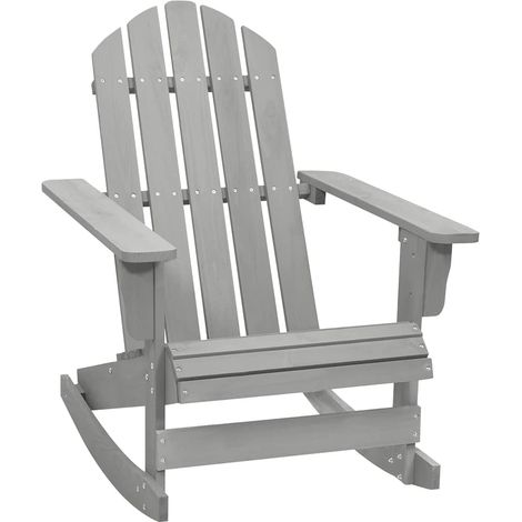 Chaise à Bascule de Jardin Fauteuil de Détente en Bois Massif Gris 70 x 91,5 x 92 cm - PANGIVO (1/5)