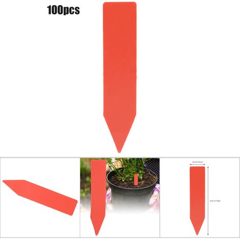 100 Kunststoff-Gartenetiketten für Pflanzen und Blumen, Namensschilder (Rot) (1/5)