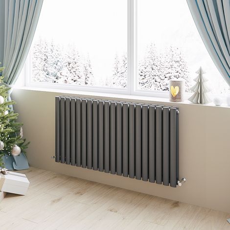 Acezanble Horizontal Oval Column Radiator Central Heating Rad 600x1180mm Double Anthracite