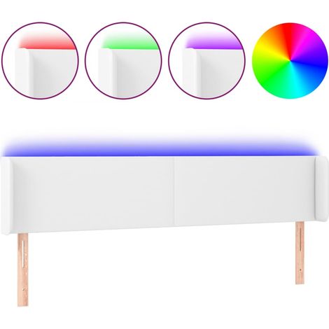 Tête de lit,Panneau décoratif à LED Blanc 203x16x78/88 cm Similicuir CFW3009192 (1/5)