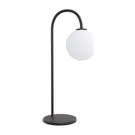 Ballon Lampe à Poser Globe Noir, Verre Opale, Gradateur Sur Cordon 1x G9 (1/2)