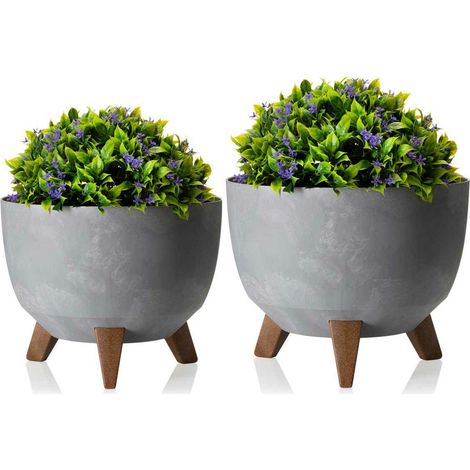 Set vasi da fiori in cemento grigio Rosa linea