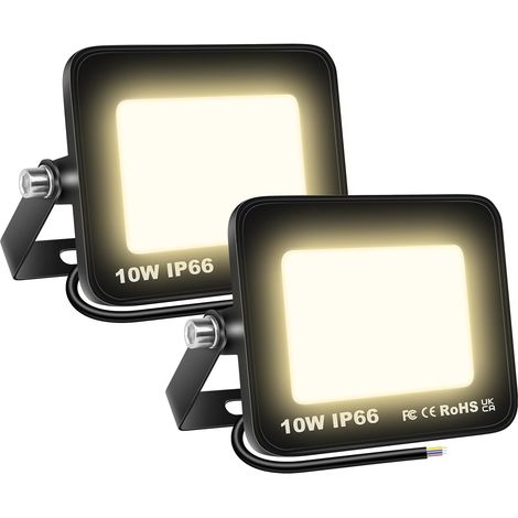 2 Pièces 10W Projecteurs LED Extérieur,1000lm Eclairage de Sécurité Spot LED Extérieur,Blanc Chaud 4000K Lumineuse Lampe pour Entrepôt Garage Jardin Stade Arrière-cour,175V-260V Imperméable (1/5)