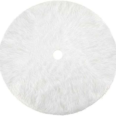 Jupe de Sapin de Noël Blanc Peluche Neige Décorations d'arbre de Noël Tapis Vacances Couvre Pied Sapin Noel Jupe d'arbre, 122cm