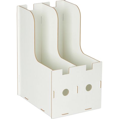 Portadocumenti 2 scomparti per formato A4 ufficio design elegante 32 x 18,5 x 24 cm in MDF bianco 130012119