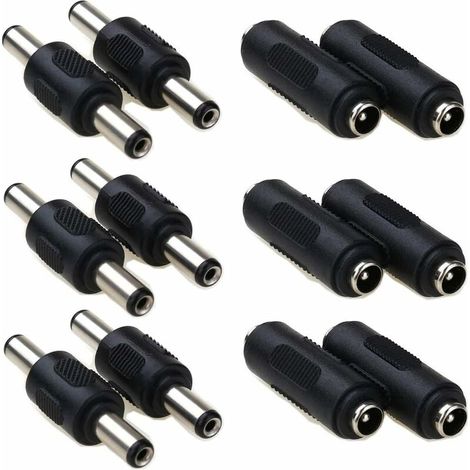 Connecteur DC 5,5x2,1 mm Mâle-Mâle et Femelle-Femelle pour Caméras et Moniteurs – Lot de 12 (1/4)