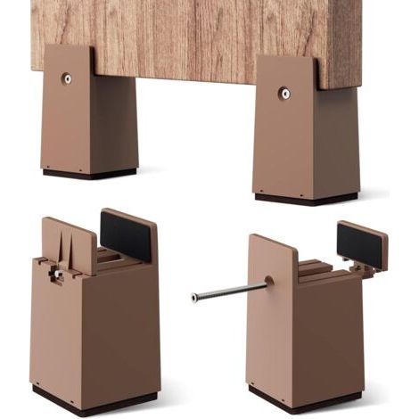 Rehausseur de meuble réglable, rehausseur de chaise de 10 cm de haut, convient aux meubles d'un diamètre de 1 à 5 cm (marron, ensemble de 4 pièces).