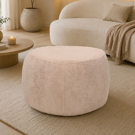 POUF TRIANGOLARE CM 55X55 H. 34 IN TESSUTO EFFETTO BOUCLE' BEIGE (1/2)