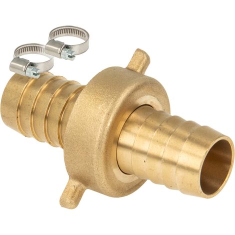 tecuro 3/3 Schlauchverschraubung 1 Zoll flachdichtend x Tülle Ø 20 mm, inkl. 2 Schellen W1 16-27 mm