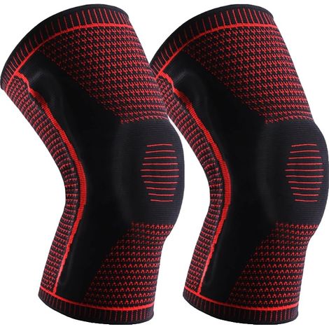 Rodilleras de compresión, diseño ligero, juego de 2 piezas - Rojo, talla grande (1/2)