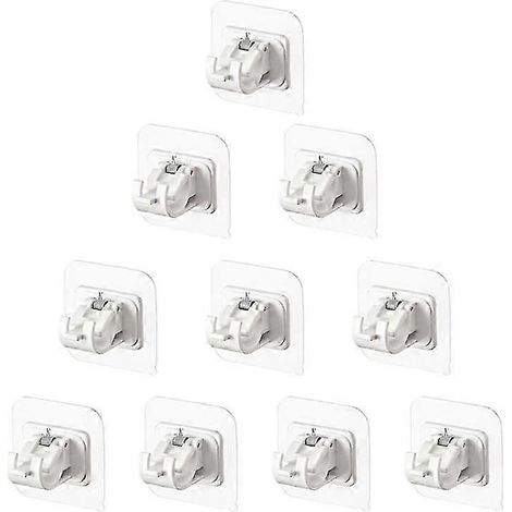 Lot de 10 crochets pour tringle à rideaux sans clous, supports de tringle à rideaux auto-adhésifs, fixation sans perçage, support de rideau JN (1/5)