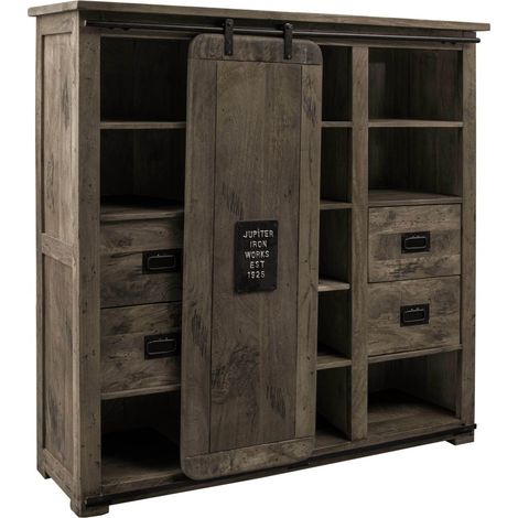 RAILWAY 262 Credenza in legno di mango - laccato / grigio 142x45x147
