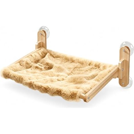 Hamac Fenêtre pr Chat en Bois, Beige, Petit, 24cm (1/5)