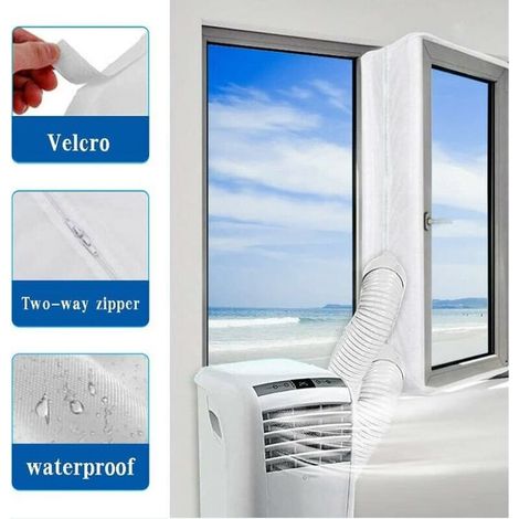 VURAHOME - Kit Calfeutrage Climatiseur Mobile Porte Fenetre 300cm, pour Climatiseurs, Sèche-linge et Déshumidificateurs Tuyau évacuation Calfeutrage Fermeture éclair, Facile a Installer (1/5)