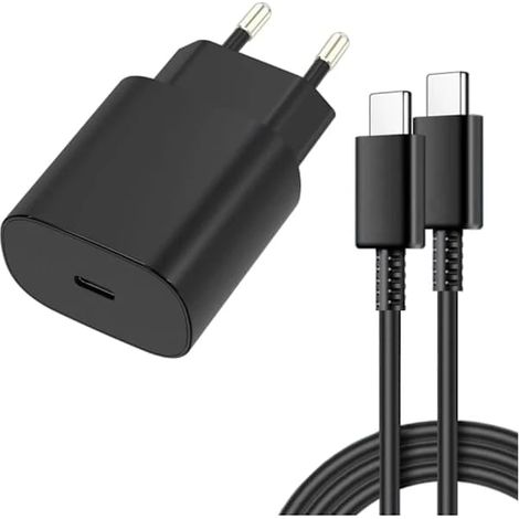 Chargeur rapide Samsung 45 W avec câble USB-C, adaptateur de charge ultra-rapide pour téléphones Samsung Galaxy, noir, lot de 1 (Samsung 45 W noir) (1/5)